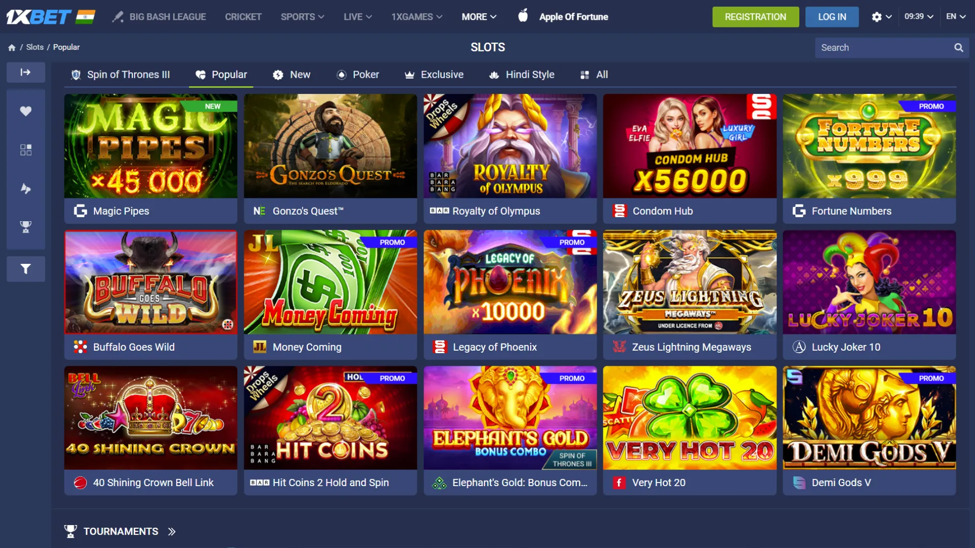 Play online casino games at 1xBet.