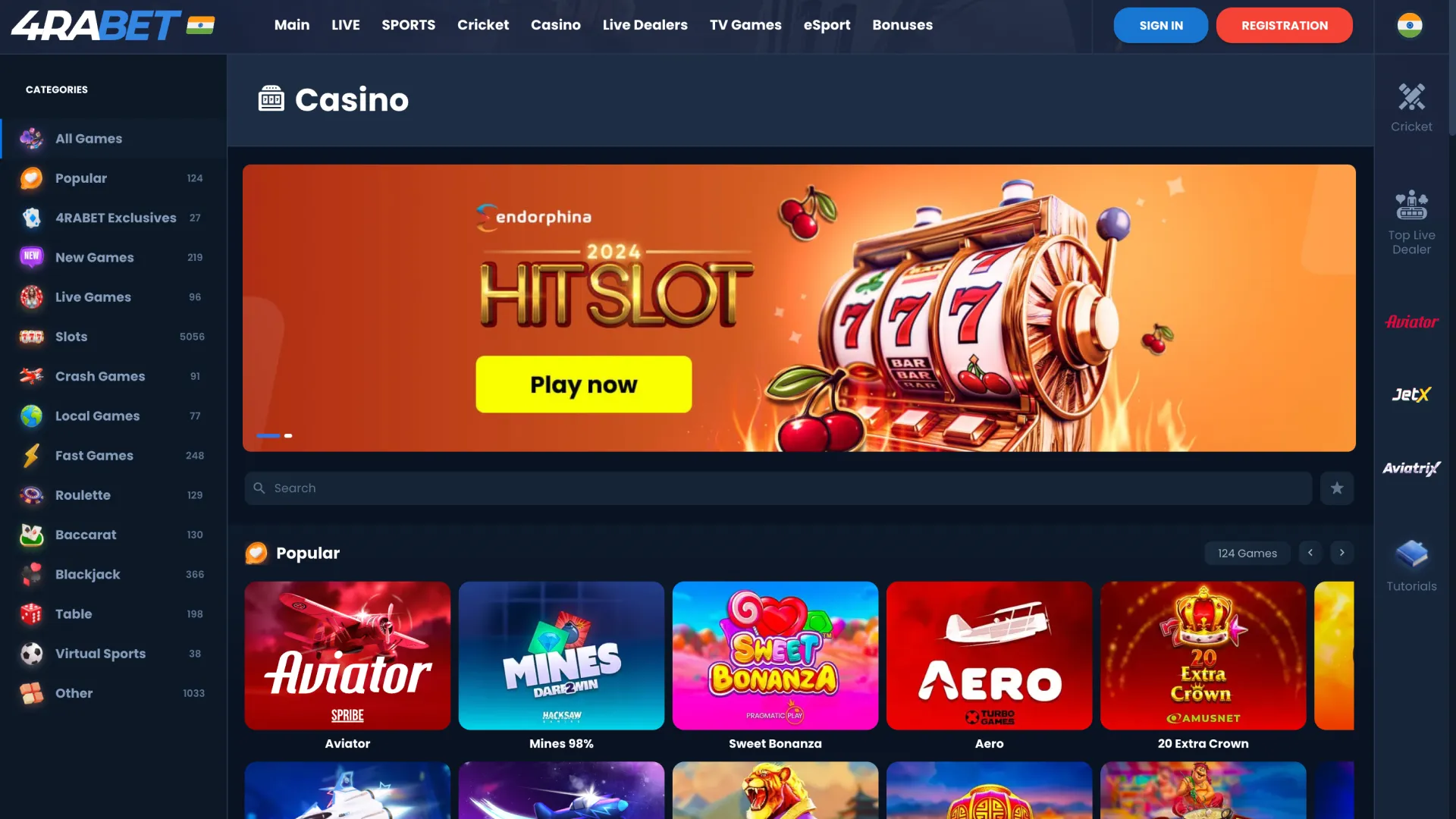 Play online casino games on the 4Rabet website.