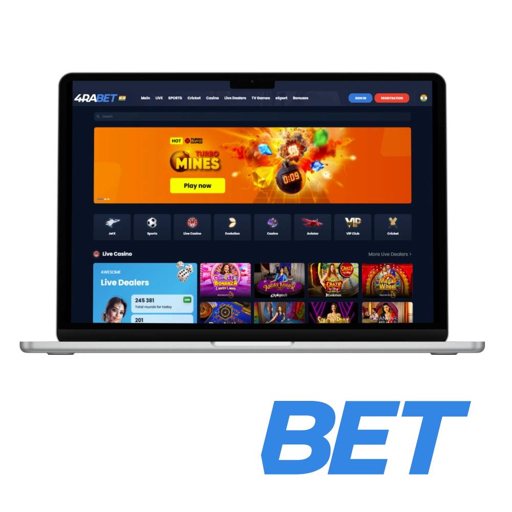 4rabet provides a platform for both casino games and sports betting.