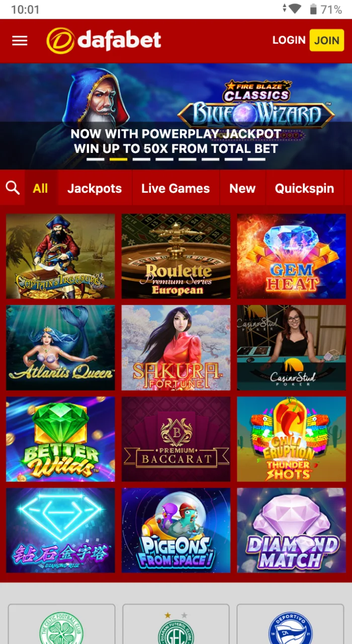 The Dafabet mobile app allows you to enjoy online casino gaming.