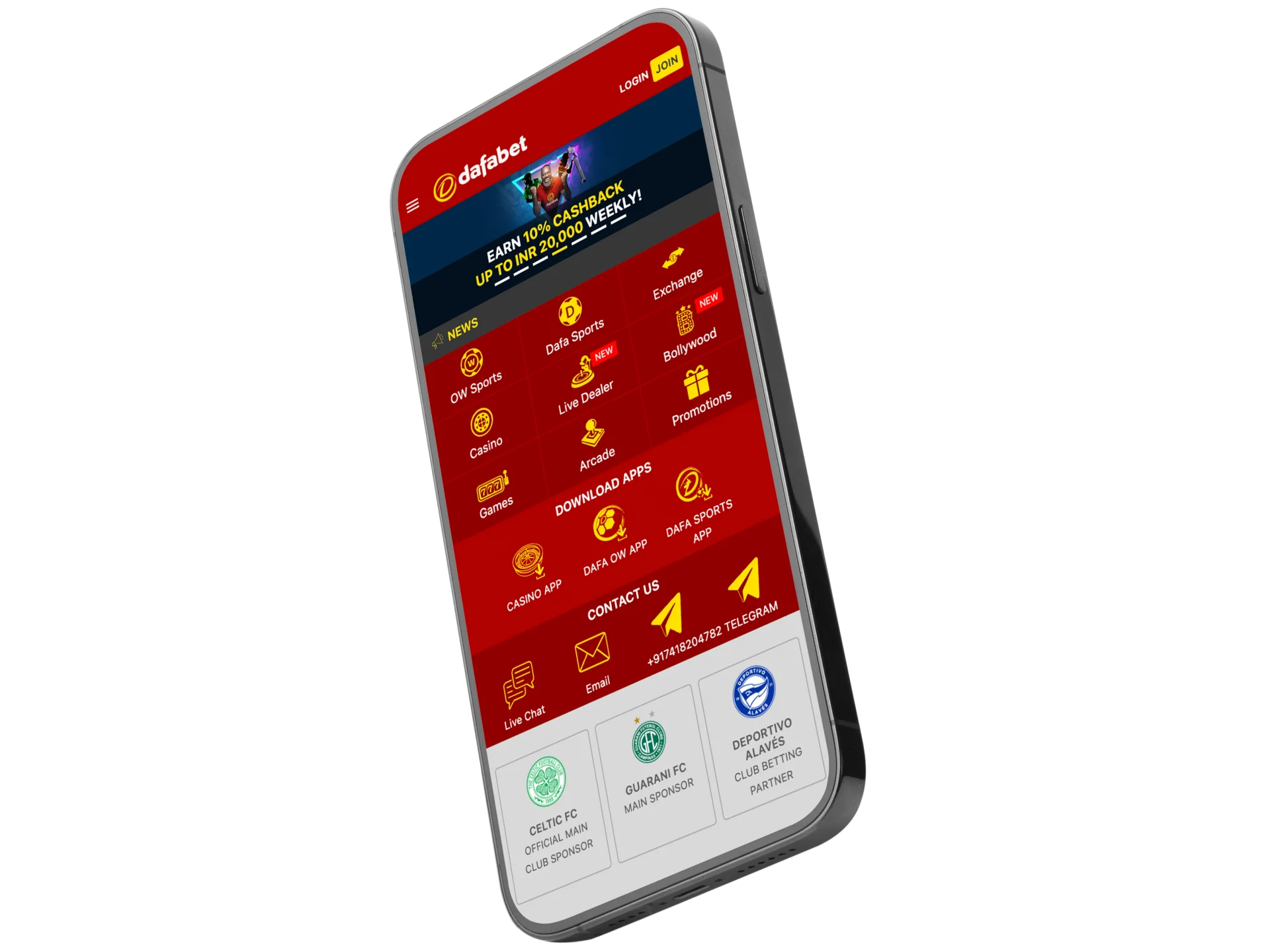 The Dafabet application is fully compatible with all Android and iOS devices.