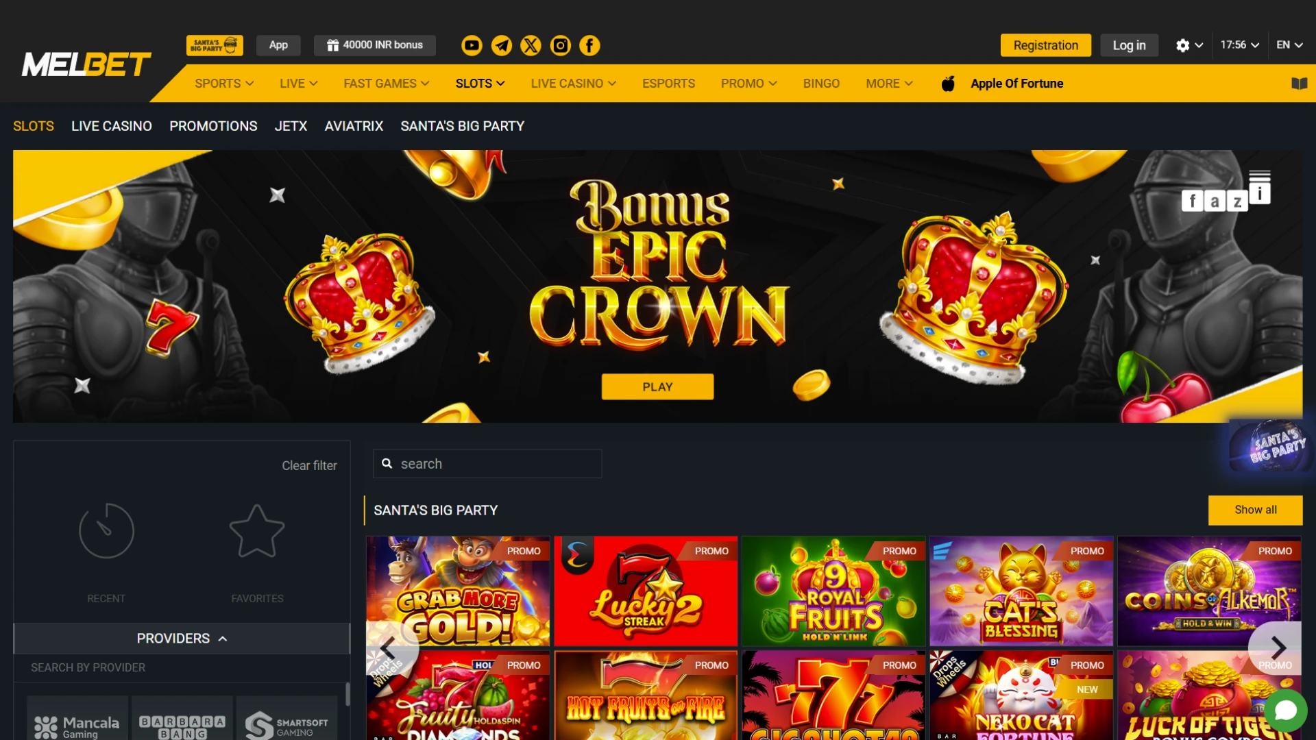 Enjoy playing casino games online at Melbet.