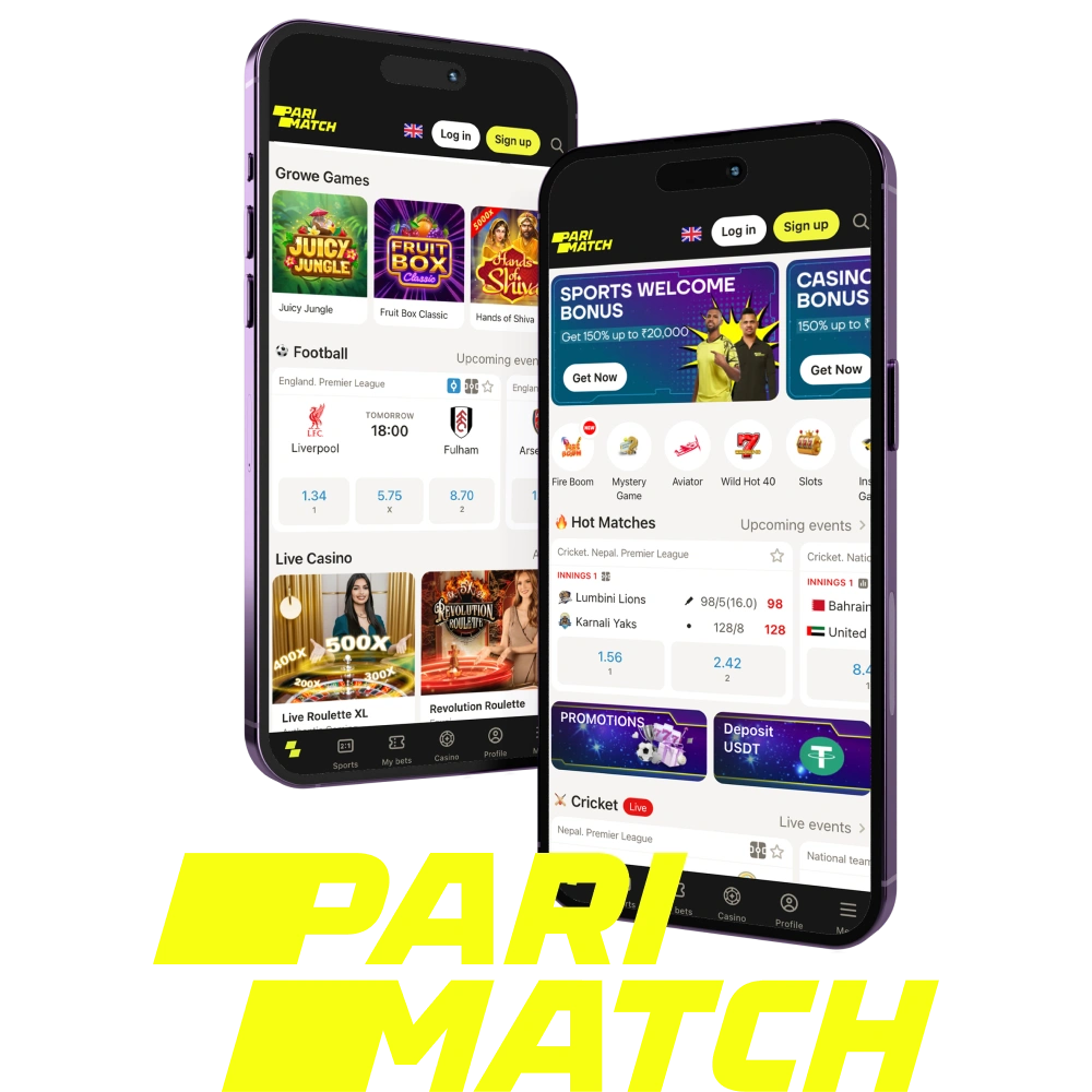 The Parimatch mobile app is available for both Android and iOS devices.